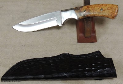 Custom Handmade Drop Point Knife *Birds Eye Maple Scales