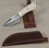 Damascus 2 5/8" skinning knife & Leather sheath - 1 of 4