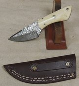 Damascus 2 5/8" skinning knife & Leather sheath - 2 of 4