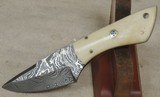 Damascus 2 5/8" skinning knife & Leather sheath - 1 of 4
