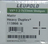 Leupold VX-1 Shotgun/Muzzleloader 2-7x33mm Heavy Duplex Reticle Scope NIB #113866 - 2 of 2
