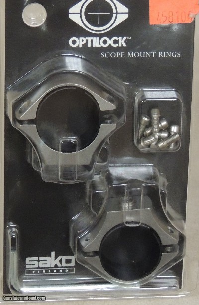 SAKO OptiLock Stainless Steel 1" Low Scope Mount Rings NIB #S130R924