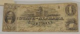 STATE OF ALABAMA 1863 One Dollar Note / Confederate Currency / Money