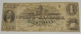 STATE OF ALABAMA 1863 One Dollar Note / Confederate Currency / Money - 2 of 3
