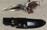 UDK Custom Knife Stag Ring Guard Bowie Knife & Sheath - 1 of 7