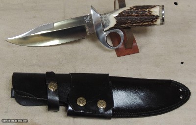 UDK Custom Knife Stag Ring Guard Bowie Knife & Sheath