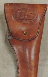U.S. WWII M1916 Reproduction 1911 .45 cal Brown Leather Hip Holster Embossed US - 1 of 3