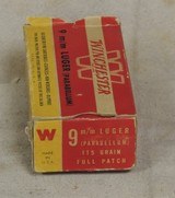 Vintage Winchester 9mm Luger Full Patch Ammo - 1 of 3