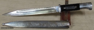 German WWII Military K98 Chrome Bayonet & Scabbard S/N 7328S