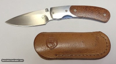William Henry Kestrel Gentlemen's Snakewood Folding Knife w/ Leather Sheath