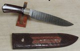 Elton Youngblood Custom Alabama Damascus Knife w/ Sheath *Ironwood Coffin Handle - 1 of 11