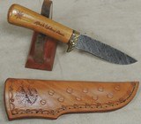 McGinnis Custom Knives "Black Widow Golden Anniversary 1957 2007" Damascus Knife & Leather Sheath