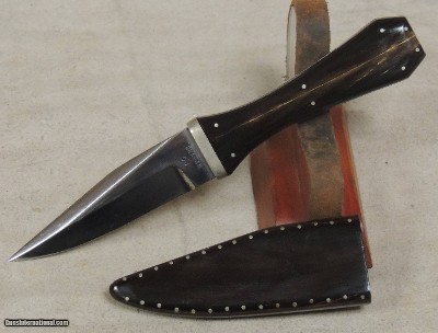 Graham Custom Knives Buffalo Horn Needle Point Boot Knife w/ Buffalo Horn Sheath