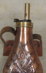 Texas Copper Powder Flask, 3 spout attachments: .58, .50, .44 Cals.