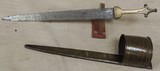 Taureg / Telek Arm Dagger Attributed To The Nupe Tribe w/ Beaten Brass Scabbard - 1 of 9