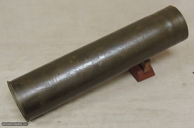 Pair of 75mm WW1 Trench Art *Brass Shell Vase Flower Artillery Marked 1914 & 1918