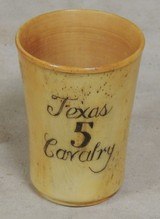 American Civil War 5th Texas Cavalry Regiment Scrimshaw Bone Cup - 1 of 4