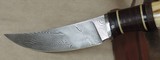 Jody Muller Knives Custom Damascus Trailing Point Blade with Ivory Handle & Sheath - 3 of 7