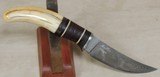 Jody Muller Knives Custom Damascus Trailing Point Blade with Ivory Handle & Sheath - 6 of 7
