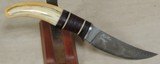 Jody Muller Knives Custom Damascus Trailing Point Blade with Ivory Handle & Sheath - 4 of 7