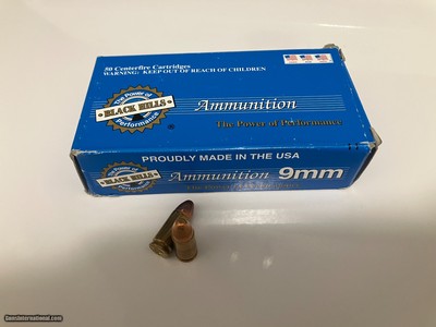 Black Hills 9mm 115 gr. FMJ Ammo 100 Rounds