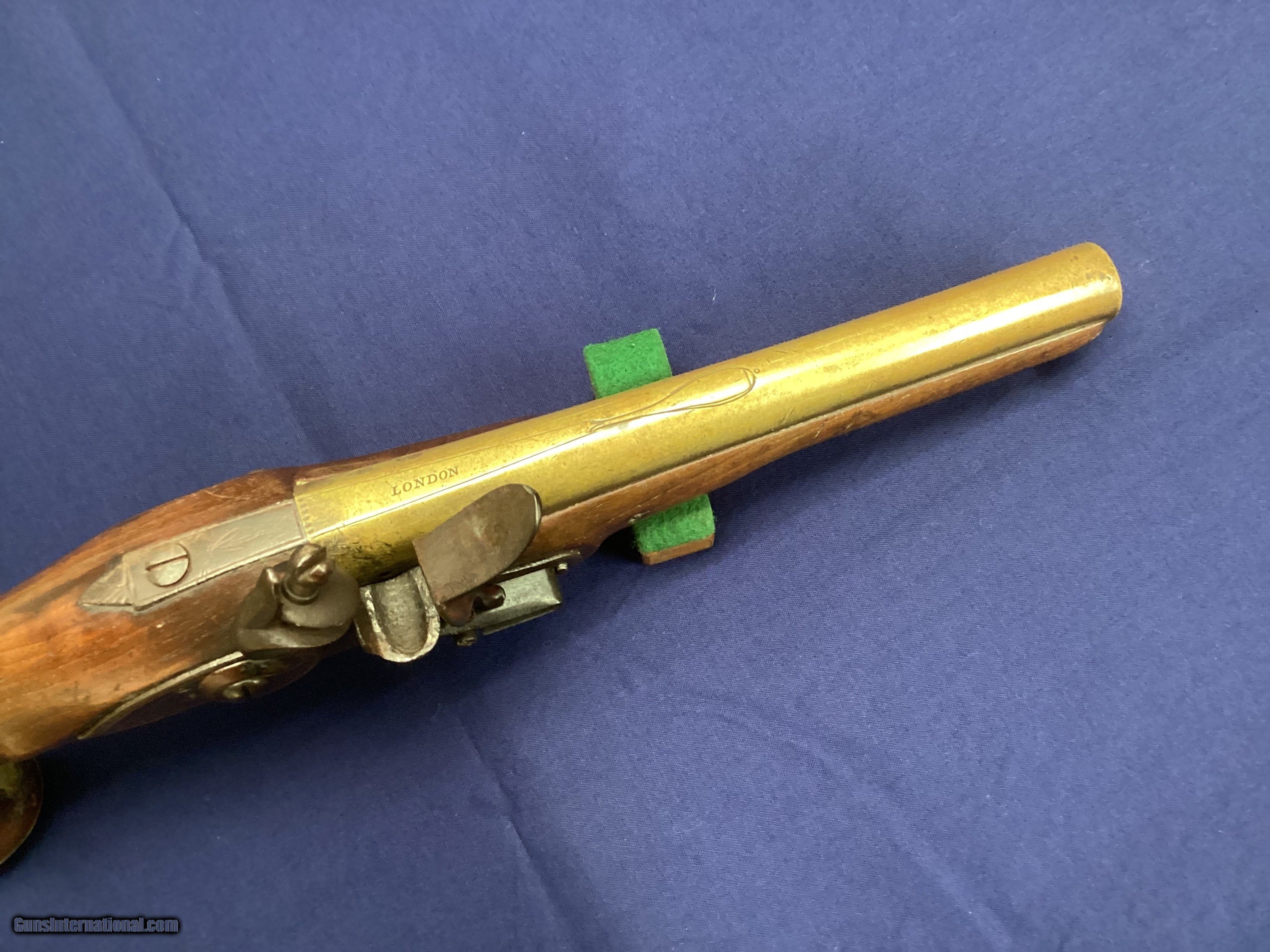 Original British Flintlock Brass Barrel Pistol for the Fur Trade