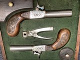 Cased Set of Engraved,Screw Barrel, Muff Pistols - 1 of 14