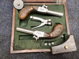 Cased Set of Engraved,Screw Barrel, Muff Pistols - 8 of 14