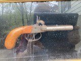 Double Barrel, Percussion Pistol in a Gold Framed Display Box - Image 2 of 7