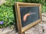 Double Barrel, Percussion Pistol in a Gold Framed Display Box - Image 7 of 7