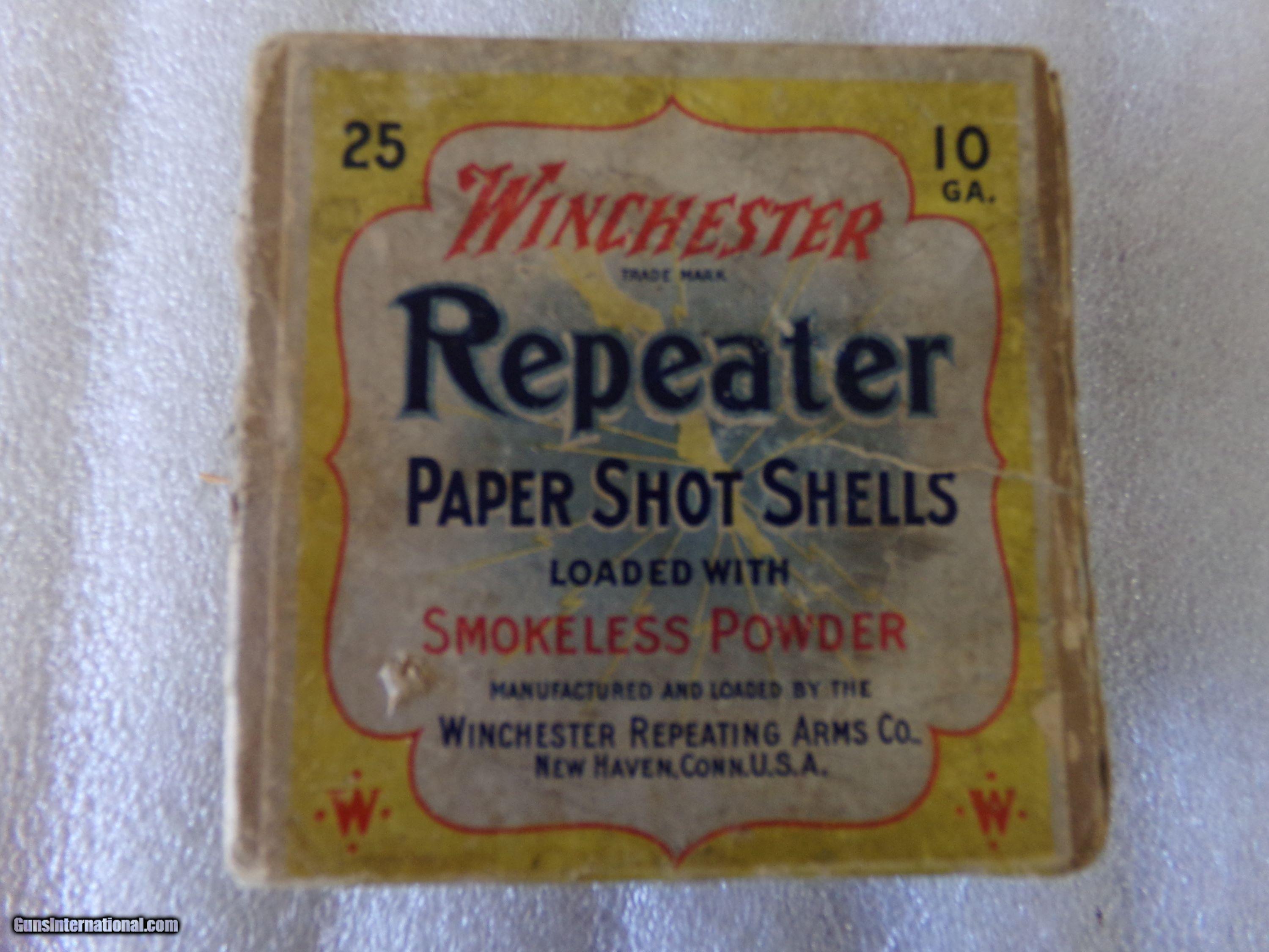Winchester 10 Ga. Repeater Paper shot shells/No 6 primer tray