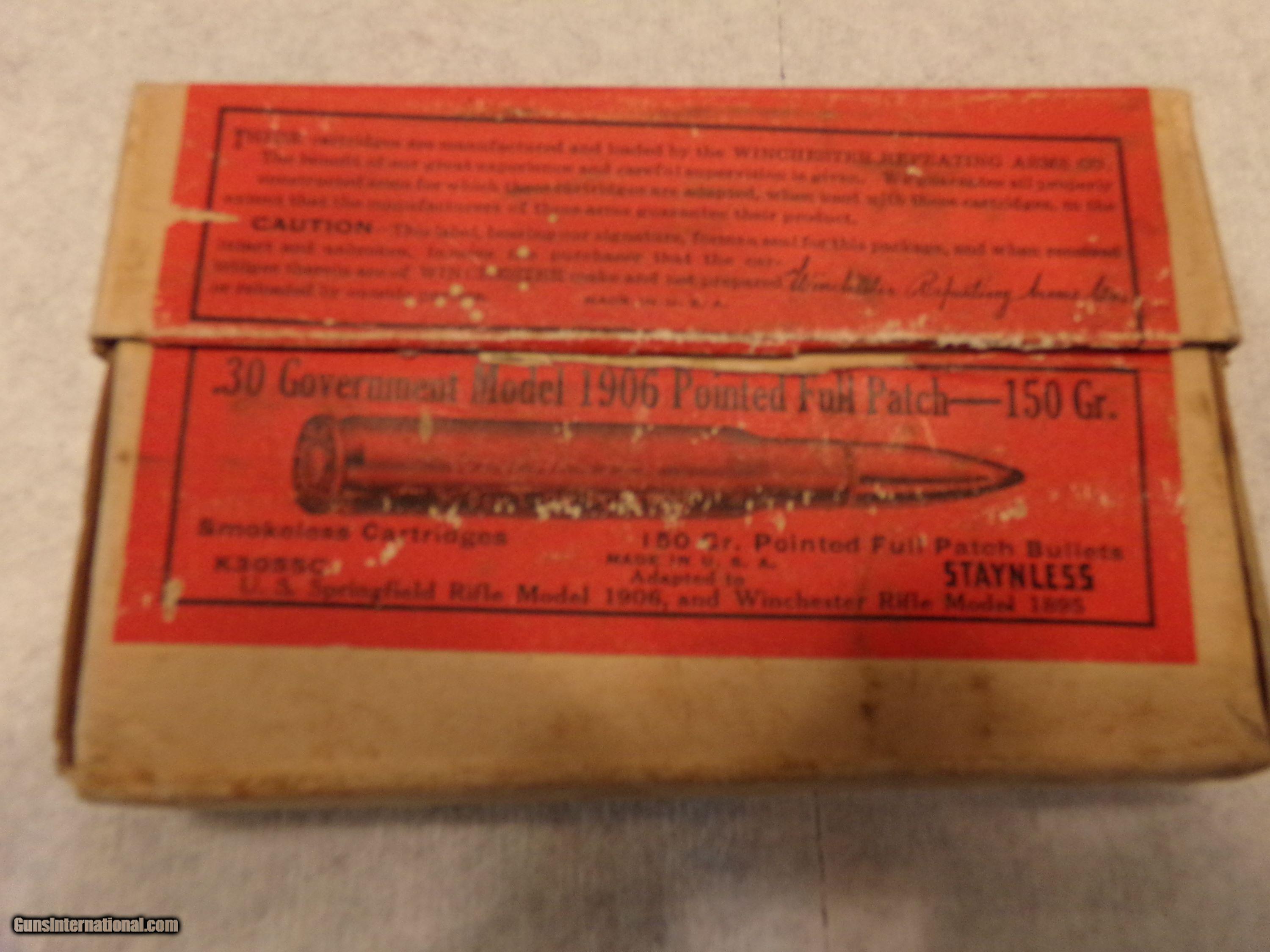 Winchester .30 Govt 1906 POINTED FULL PATCH AMMO